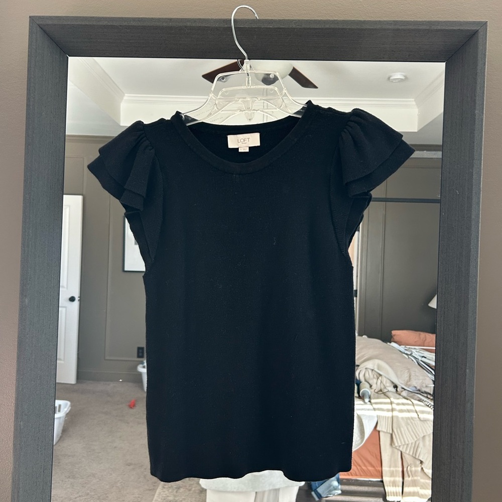LOFT Elegant Black Knit Top